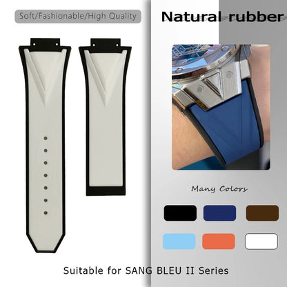 High-quality Natural Rubber Watch Strap, 29mm 17mm, for Hublot 45mm Big Bang 418 Sang Bleu II, Silicone Watchband, Folding Buckle