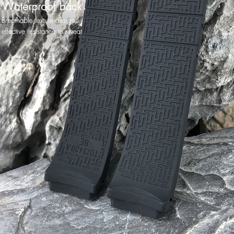 Cinturino per orologio in gomma e silicone da uomo, 21 mm, nero, arancione, morbido, per serie Tissot T033, T Touch T013.420, strumenti