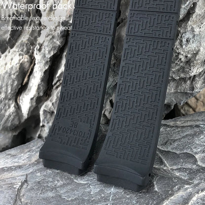 Cinturino per orologio in gomma e silicone da uomo, 21 mm, nero, arancione, morbido, per serie Tissot T033, T Touch T013.420, strumenti