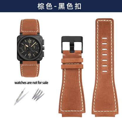 Pour bracelet de montre Bell & Ross BR ceinture de montre pour hommes BR01 BR03 bracelet de montre en cuir Bell Ross 35X24mm interface convexe pour hommes