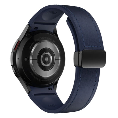 Bracelet en cuir véritable + silicone pour Samsung Galaxy Watch 6 5 7 44mm 40mm 20, Galaxy Watch 6 4 Classic 47mm 46mm 43mm 42mm