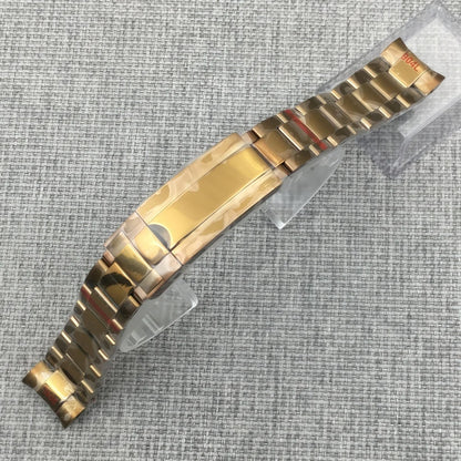 LARIMOKER 20mm 904L bracelet solide en acier inoxydable Bronze bracelet de montre boucle pliante huîtres/jubilé bracelet pour hommes