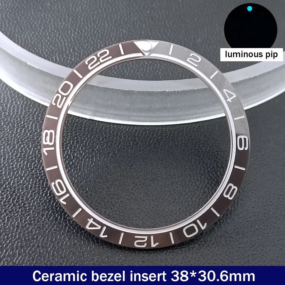 38mm x 30.6mm Sloped Ceramic Bezel GMT and Diving Watch Insert for 40mm Men's Watch Replacement Watch Bezel Inserts