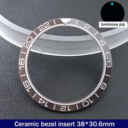 38mm x 30.6mm Sloped Ceramic Bezel GMT and Diving Watch Insert for 40mm Men's Watch Replacement Watch Bezel Inserts