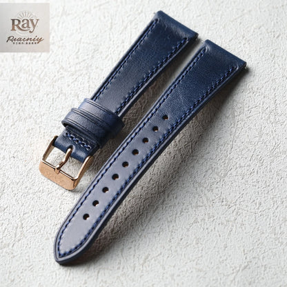 Handmade Italian Cowhide Leather Strap, Genuine Leather 18 19 20 21 22 mm, Soft Quick Release, Genuine Leather Strap, Blue