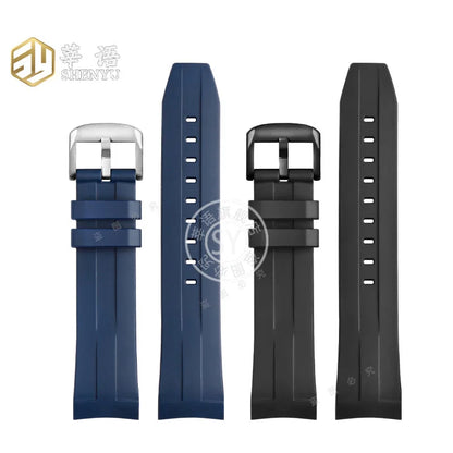 Rubber watch strap with curved interface, for Tissot 1853 Sports Starfish Seastar T series, 1853 120407 A T 120417 A 21mm 22mm strap