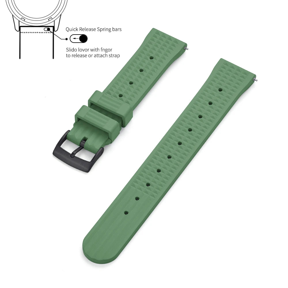 JUELONG – bracelets de montre en caoutchouc gaufré FKM, à dégagement rapide, étanche, Durable, en caoutchouc fluoré, 20mm 22mm, pour montre de plongée traditionnelle
