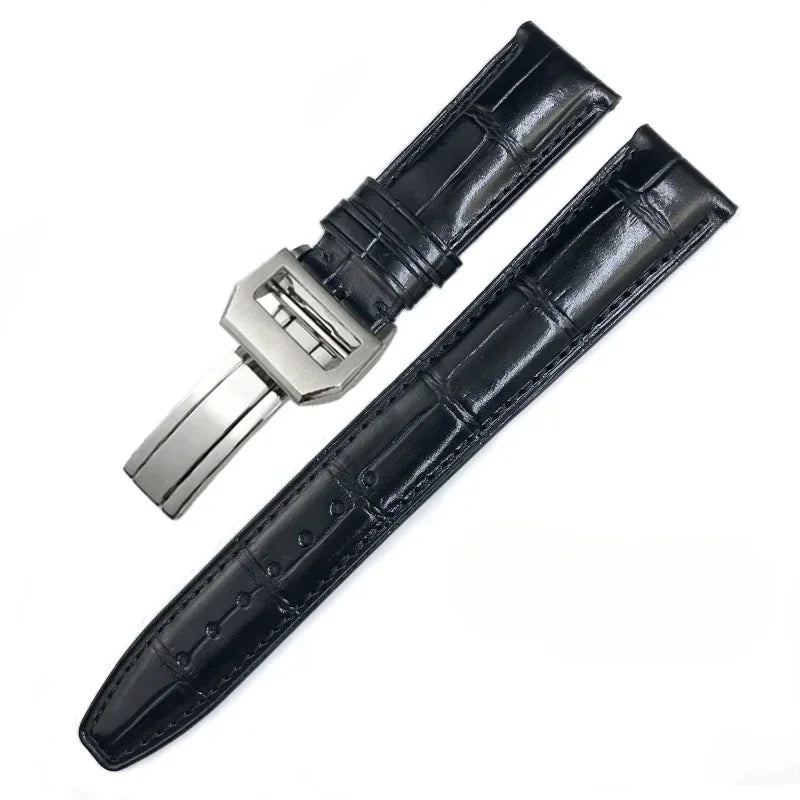 Bracelet de montre en cuir de vache véritable pour hommes, 20mm 21mm 22mm, pour IWC Portugieser Pilot montres Portofino marron noir bleu