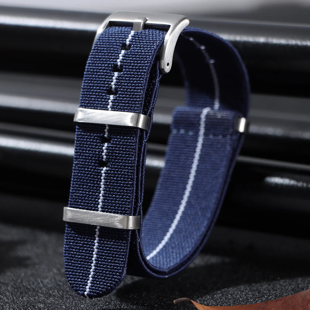 Washable Elastic Nylon Watch Strap for IWC Tissot 60s French Troops Parachute Bag, 18mm 20mm 22mm, Outdoor Sports Bracelet