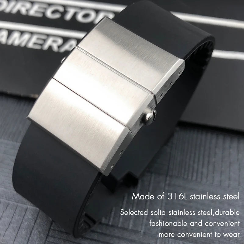 Bracelet de montre en caoutchouc de Silicone 26mm x 20mm, adapté à Ulysse Nardin, noir, bleu, marron, étanche, boucle pliante en acier, outils de poignet