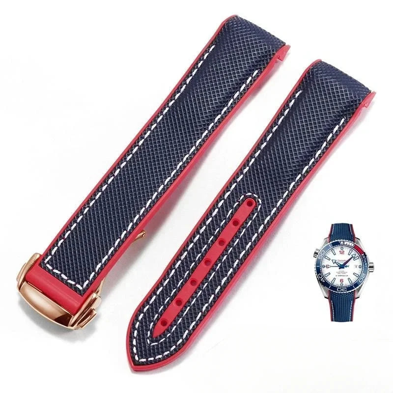 Cinturini per orologi in gomma e silicone, 20 mm 22 mm, per Omega Seamaster 300 Speedmaster, Seiko SKX Aqua Terra AT150 Moon