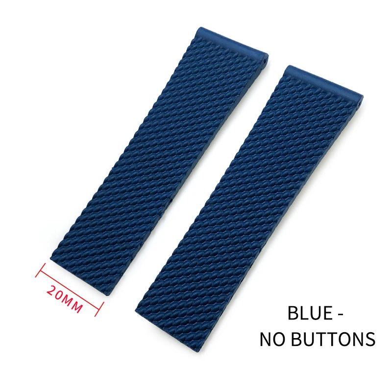 Cinturino in gomma intrecciata, cinturino morbido in silicone, 20mm, 21mm, 22mm, 23mm, 24mm, per orologio Breitling AVENGER NAVITIMER NAVITIMER, nero e blu