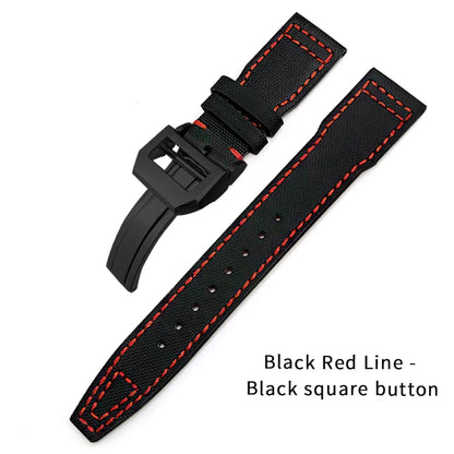 Bracelet de montre en cuir de Nylon 20mm 21mm 22mm pour montres IWC Big Pilot PORTOFINO IW3777 bracelet de montre en cuir de vache bleu vert noir rouge