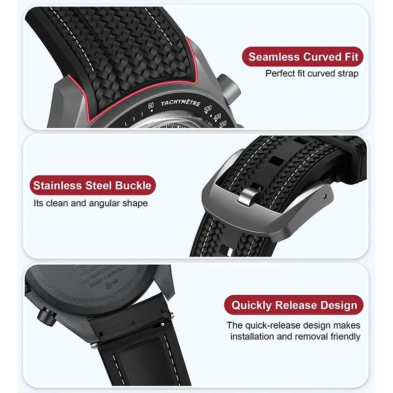 Per Swatch X Omega Joint MoonSwatch 20mm Cinturino a Sgancio Rapido Uomo Donna Estremità Curva Trama Silicone Gomma Cinturino Orologio Bracciale Strumento