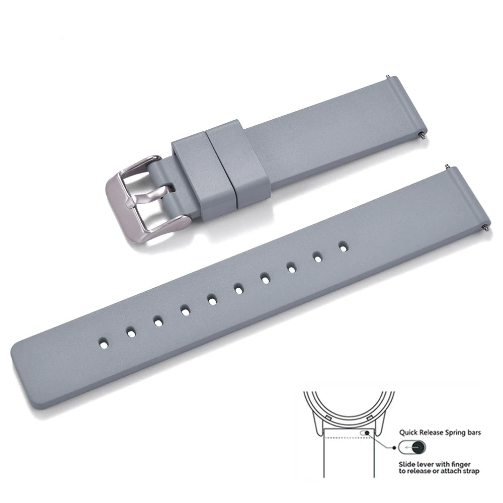 Bracelet de montre en caoutchouc Premium lisse - Rapide / Universel