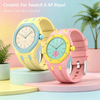 Kit di modifica in ceramica per orologio da tasca Swatch X AP Royal Pop, convertibile in orologio da polso con cinturino in silicone Correa