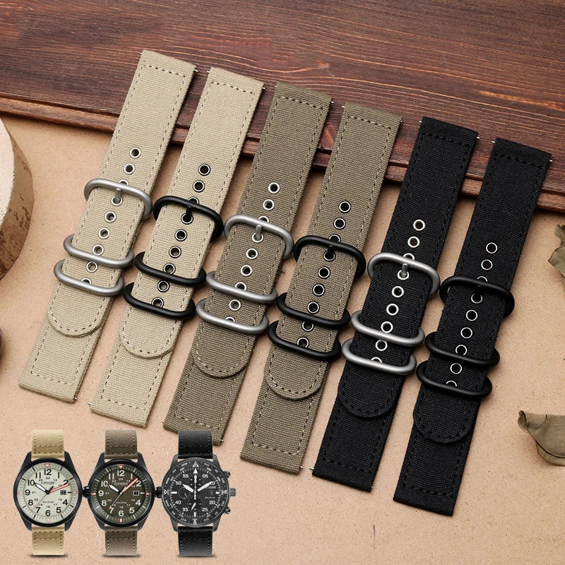Waterproof Nylon Canvas Watch Strap for Men's Watch Band for Timex Tissot Speed Hamilton Watchband 18mm 20mm 22mm 24mm