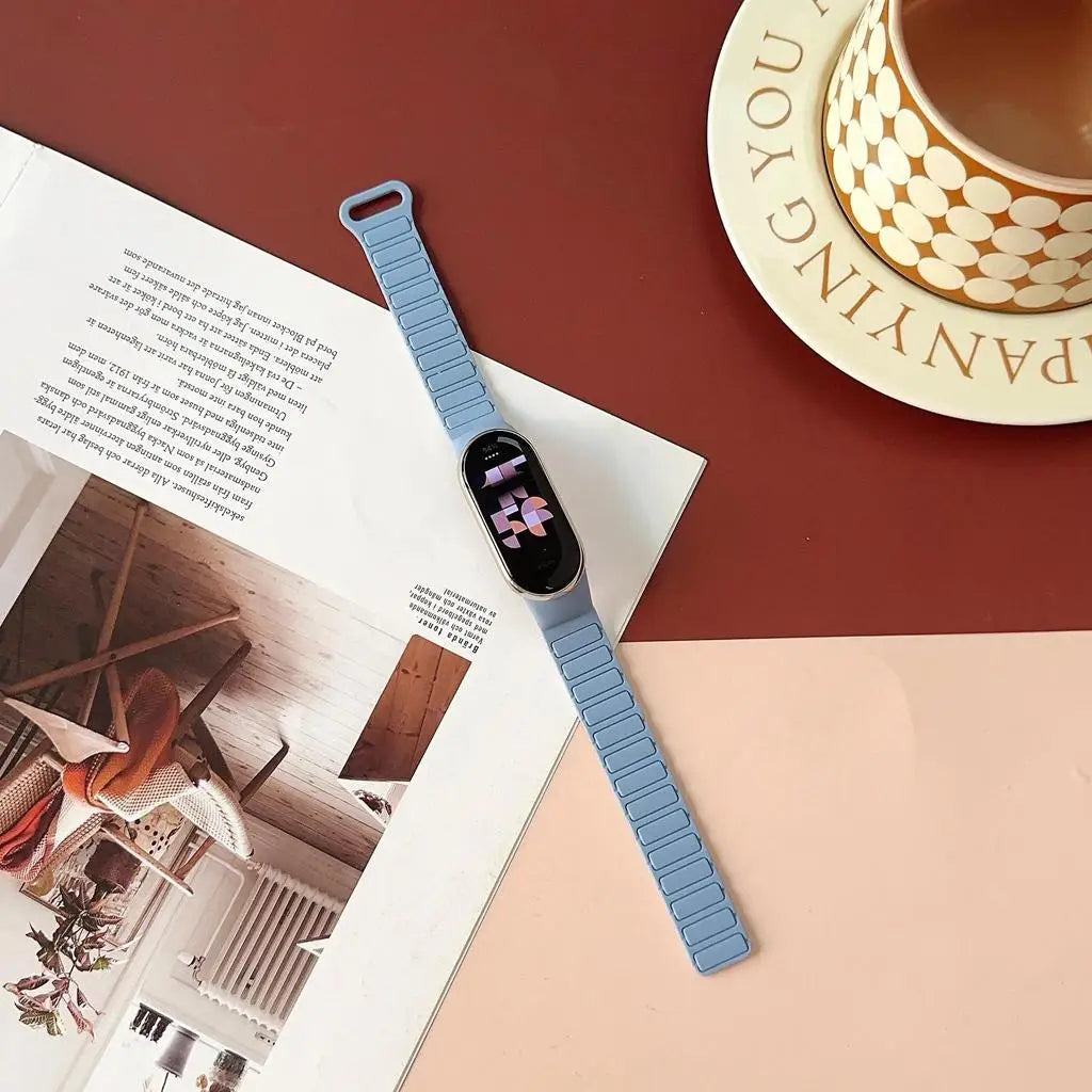 Magnetic Silicone Strap for Xiaomi Mi Band 10 9 8, Replacement Smart Bracelet, Silicone Sports Strap