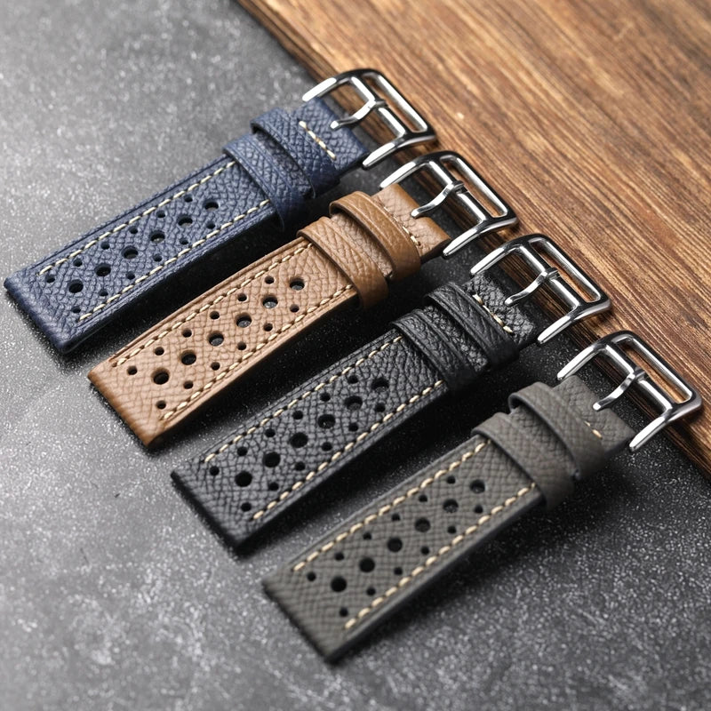 Palm Mars Handmade Cowhide Watch Band for Men, Genuine Leather, Soft Style, First Layer, Black, Brown, Grey, 18mm, 19mm, 20mm, 21mm, 22mm
