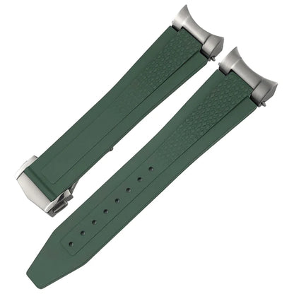 Nuovo cinturino per orologio in morbida gomma naturale FKM con estremità metalliche curve da 22 mm per Tudor 41 mm Black Bay, chiusura deployante, cinturino da uomo