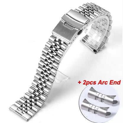 Bracelet en acier inoxydable massif pour hommes, 18mm 19mm 20mm 21mm 22mm 24mm, pour Seiko SKX pour Bracelet jubilé, extrémité incurvée, accessoires de montre