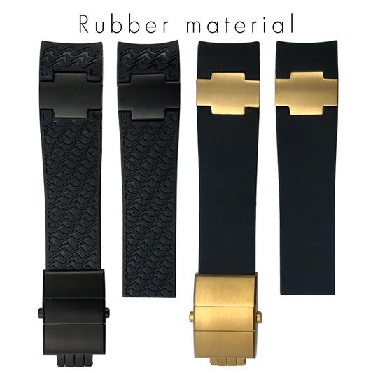 Bracelet de montre en caoutchouc de silicone à extrémité incurvée de 22mm, pour Ulysse Nardin 263 DIVER, noir, bleu, ondulé, étanche