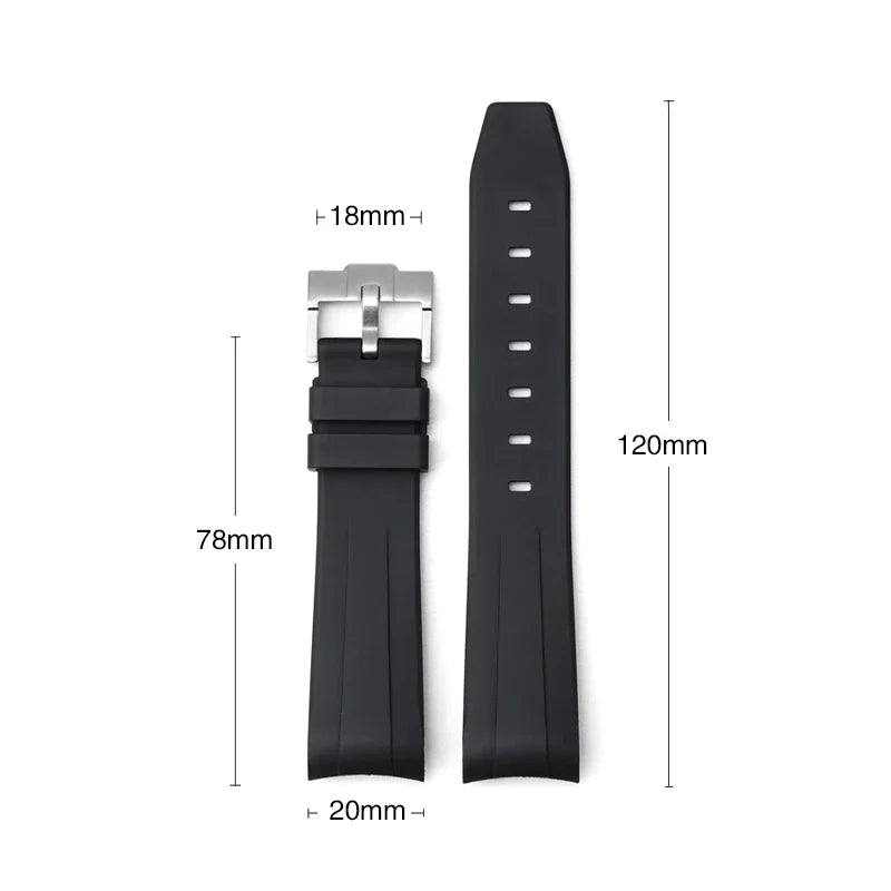 FKM Fluororubber Watch Strap for Rolex for Omega x Swatch MoonSwatch 20mm Curved End Waterproof Sport Replace Watch Band