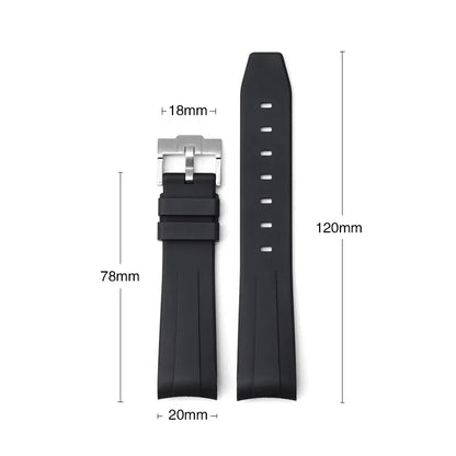 FKM Fluororubber Watch Strap for Rolex for Omega x Swatch MoonSwatch 20mm Curved End Waterproof Sport Replace Watch Band