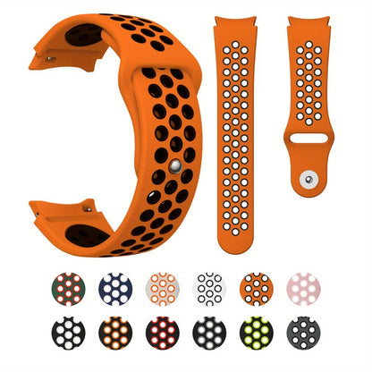 Sport-Uhrenarmband aus Silikon mit atmungsaktiven Löchern, zweifarbig, für Samsung Galaxy Watch 7/FE/6/5/4, atmungsaktives Sport-Design