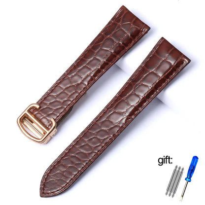 Men's and women's alligator leather bracelet, genuine leather watch strap, Cartier Solo, Precious London, black and brown, 16mm, 18mm, 20mm, 22mm, 24mm