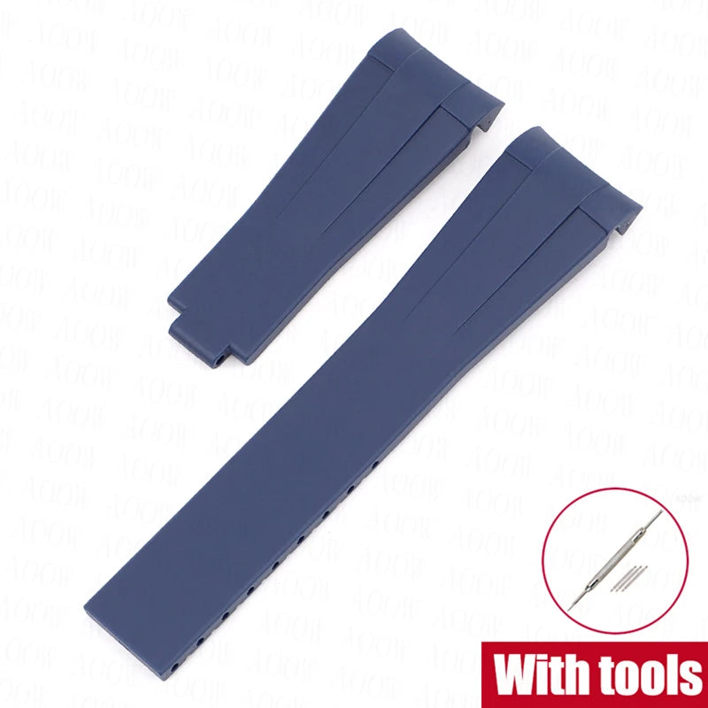    Bracelet en caoutchouc de 20mm pour Rolex GMT Daytona Submariner, étanche, extrémité incurvée en TPU, bracelet de montre de remplacement pour Omega X Swatch MoonSwatch