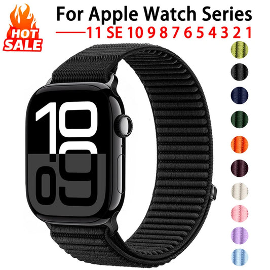 Cinturino ad anello in nylon sportivo per cinturini di orologi Apple 46mm 44mm 40mm 42mm 45mm 41mm Cinturino Correa iWatch serie 11 SE 10 9 8 7 Ultra 3