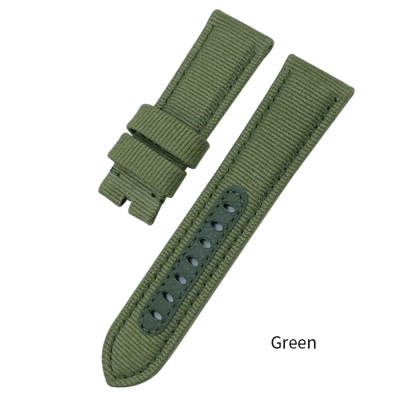 Cinturino per orologio in nylon da 24 mm per Panerai Submersible Luminor PAM verde blu grigio, in tessuto, tela, nuovo, con strumenti gratuiti