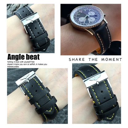 Genuine Soft Cowhide Leather Watch Strap, 22mm, 21mm, 20mm, for Breitling, for Premier Superocean Avenger Navitime World