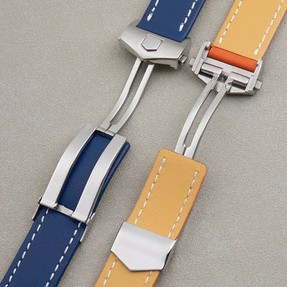 Cinturino universale in vera pelle di bambù, morbido, compatibile con cinturino TAG Heuer MONACO, nero, marrone, blu, 22mm, 24mm, fibbia pieghevole