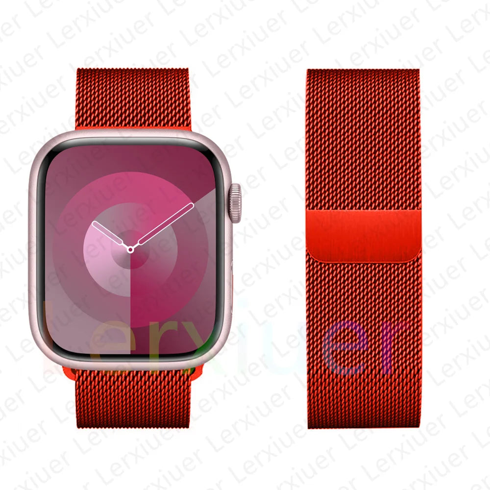 Milanese Loop for Apple Watch Band 46mm 44mm 45mm 40mm 42mm 41mm 38mm 49mm iWatch Bracelet Series 10 Ultra 2 9 8 SE 7 6 5 Bands