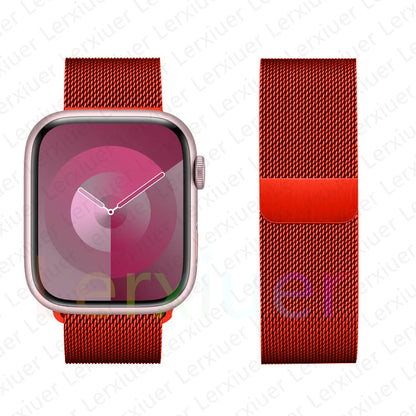 Boucle milanaise pour Bracelet de montre Apple 46mm 44mm 45mm 40mm 42mm 41mm 38mm 49mm Bracelet iWatch série 10 Ultra 2 9 8 SE 7 6 5 bandes