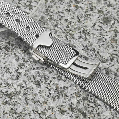 Cinturino Web da 20 mm adatto alla cassa Omega Seamaster NH35, in acciaio inossidabile 904L, fibbia ad ardiglione, argento