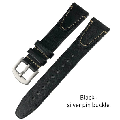 Cinturino per orologio vintage fatto a mano in vera pelle, 17mm 18mm 19mm 20mm 21mm 22mm 23mm 24mm, marrone scuro, nero, morbido, da uomo