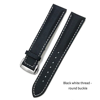 Cowhide Nylon Watch Strap for Omega Seamaster, SEIKO, IWC, Longines, Tudor, 19mm, 20mm, 21mm, 22mm, Fabric Canvas Watchband