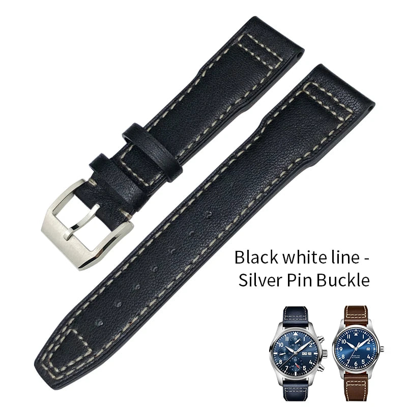 Cinturino per orologio in vera pelle da uomo, 20mm 21mm 22mm, adatto per orologio pilota IWC IW3777 PORTOFINO Mark 18, nero blu marrone