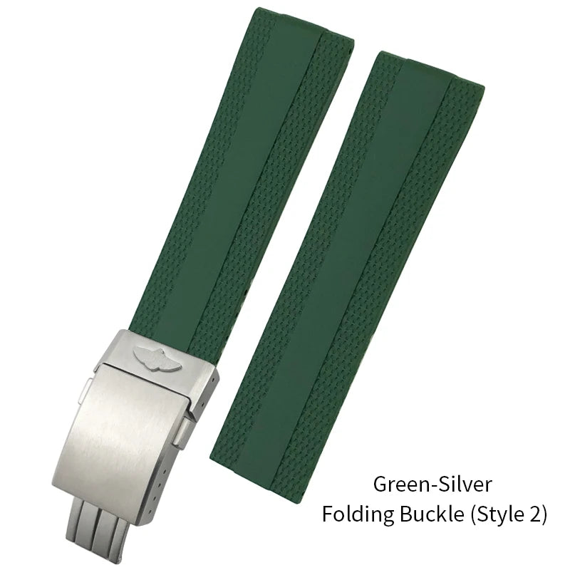 Bracelet de montre en caoutchouc et Silicone, 20mm 21mm 22mm 23mm 24mm, pour Breitling Superocean Avenger professionnel, bleu blanc vert