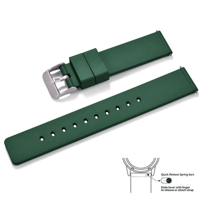 Premium quality smooth flat FKM rubber watch strap 16mm 18mm 20mm 22mm 24mm quick release soft rubber watch straps
