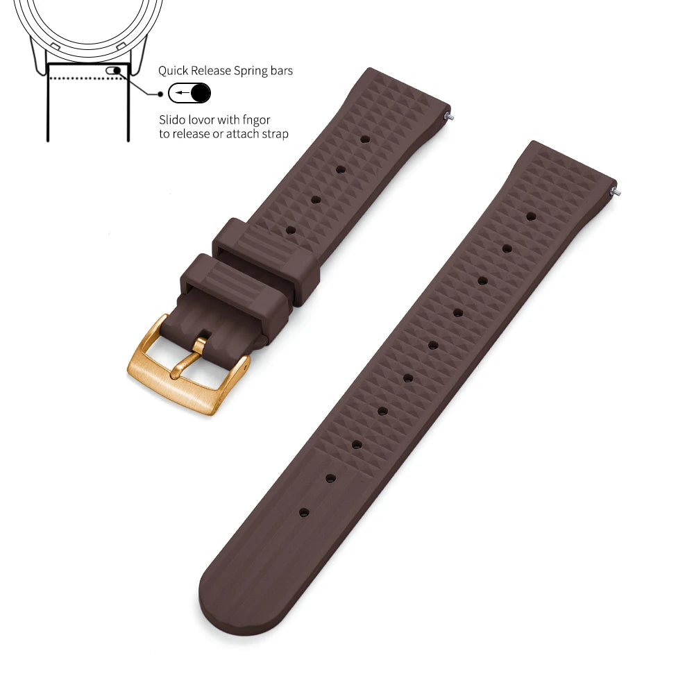 JUELONG – bracelets de montre en caoutchouc gaufré FKM, à dégagement rapide, étanche, Durable, en caoutchouc fluoré, 20mm 22mm, pour montre de plongée traditionnelle