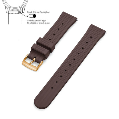 JUELONG – bracelets de montre en caoutchouc gaufré FKM, à dégagement rapide, étanche, Durable, en caoutchouc fluoré, 20mm 22mm, pour montre de plongée traditionnelle