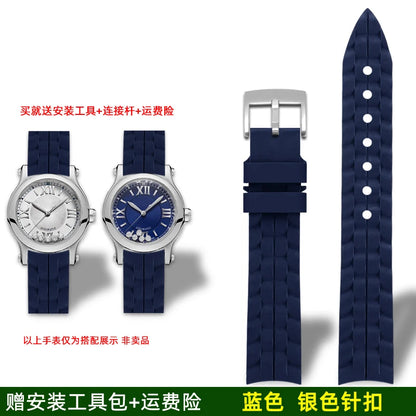 Montre Chopard Happy Diamond avec bracelet en silicone pour femme, bracelet de montre en caoutchouc étanche 15mm 18mm