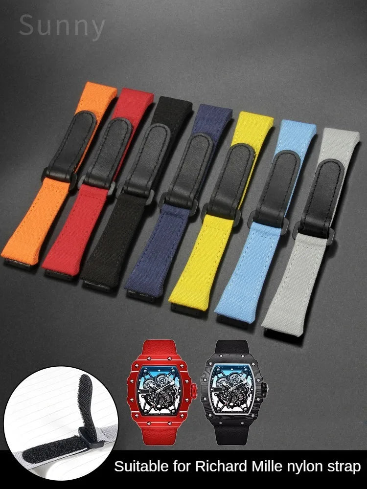 Pour Richard Mille toile de Nylon 25mm 4 étoiles tournevis Anti-allergie bracelets de montre RM50 53 série remplacer bracelet de montre pratique