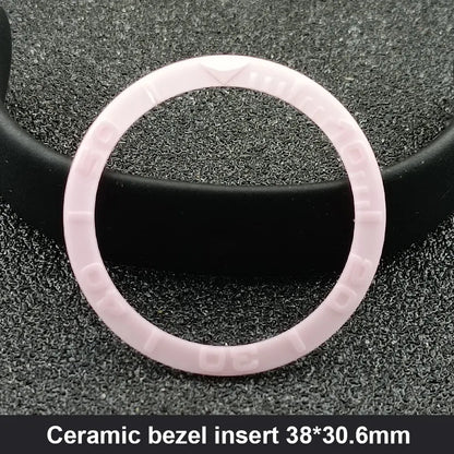 38mm x 30.6mm Sloped Ceramic Bezel GMT and Diving Watch Insert for 40mm Men's Watch Replacement Watch Bezel Inserts