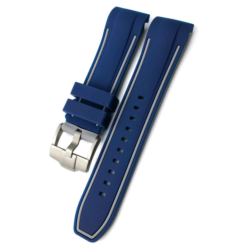 Bracelet de montre en caoutchouc naturel à extrémité incurvée de 23mm, pour Blancpain five Fathoms 5000 5015, en Silicone souple, noir, étanche