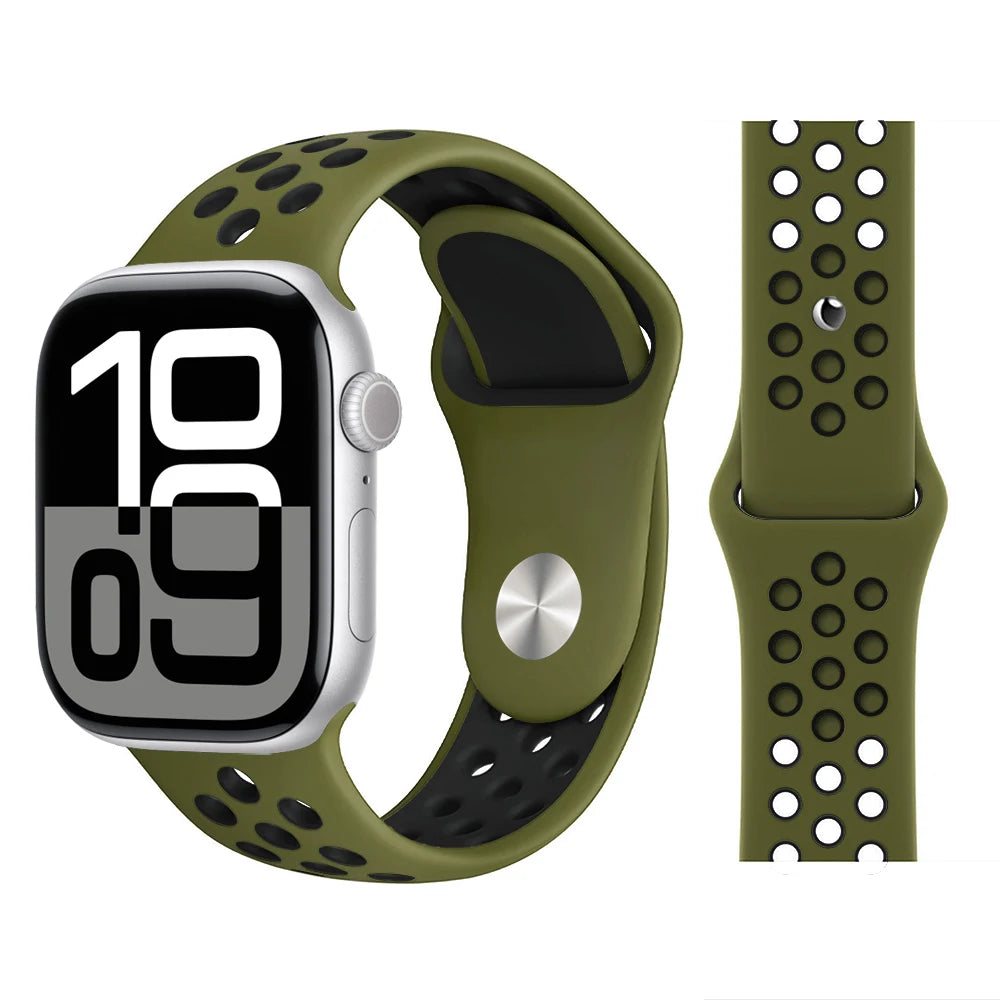 Bracelet en Silicone pour bracelets de montre Apple 46mm 44mm 45mm 40mm 41mm 42mm, Bracelet de Sport Correa iWatch série 11 10 9 SE 8 7 6 5